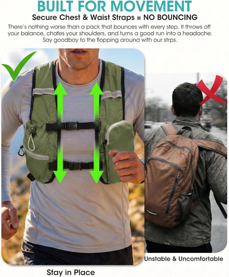 VPBAGE Store Foldable Small Hiking Backpack with 3 Strap Pockets – Lightweight 300D Spill-proof Daypack for Men Women – Packable Small Travel Backpack with Chest Strap & Trekking Pole Holder – Durable Outdoor Bag - Image 3